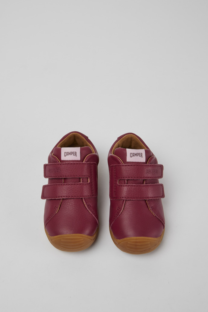 Overhead view of Dadda Pink leather sneakers
