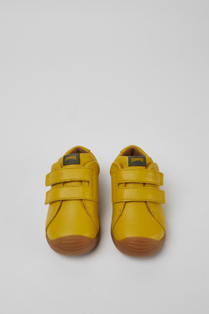 Overhead view of Dadda Yellow leather sneakers