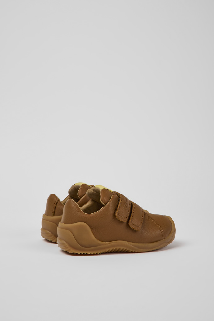 Back view of Dadda Brown leather sneakers for kids
