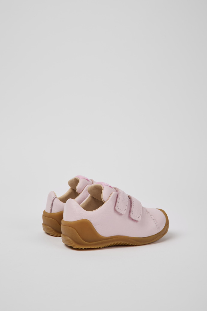Back view of Dadda Pink leather sneakers for kids