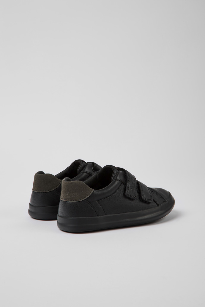 Back view of Pursuit Black leather and nubuck sneakers for kids