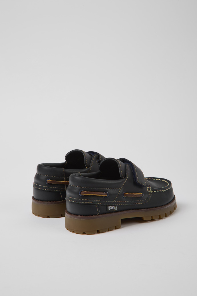 Back view of Compas Dark blue leather shoes for kids