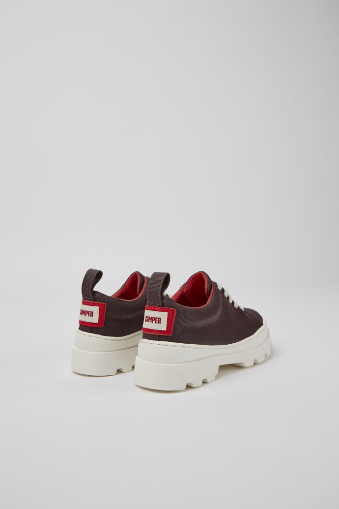 Back view of Brutus Burgundy organic cotton shoes for kids