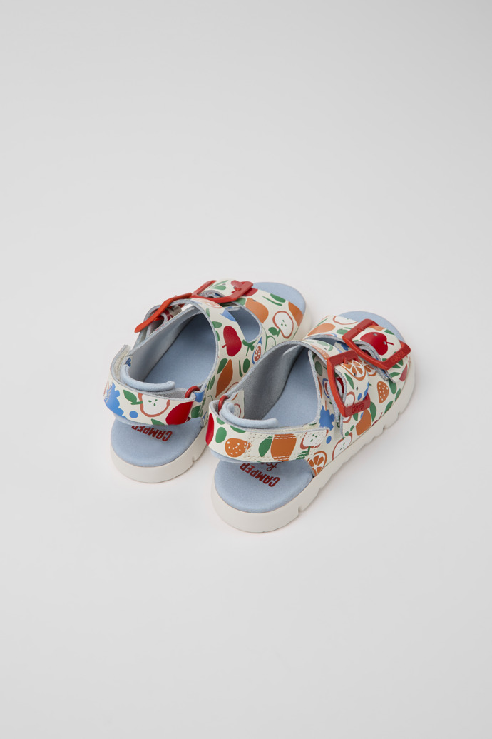 Back view of Oruga Multicolored leather sandals for kids