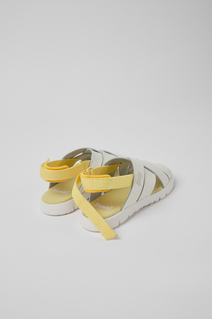 Back view of Oruga White leather and textile sandals for kids