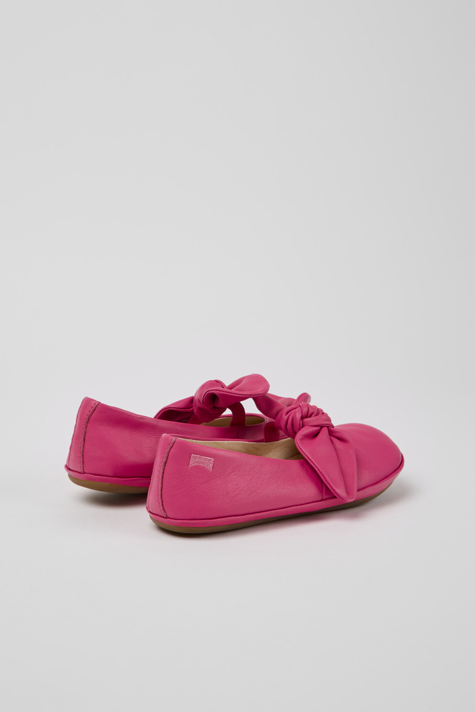 Back view of Right Pink leather ballerinas for girls