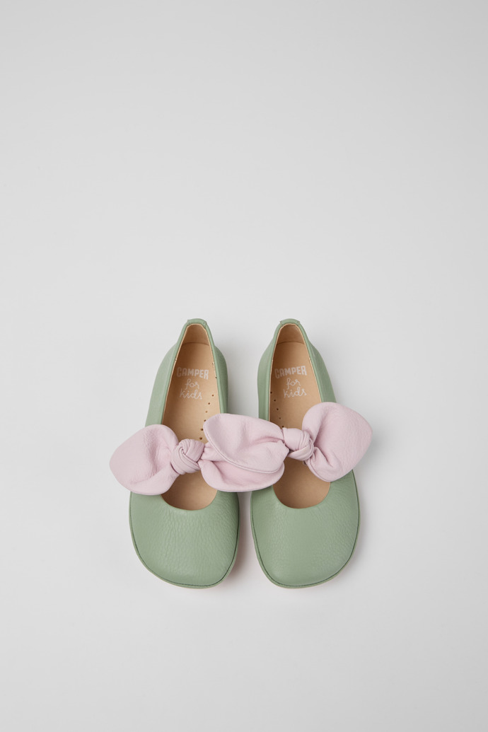 Overhead view of Right Green and pink ballerinas for girls