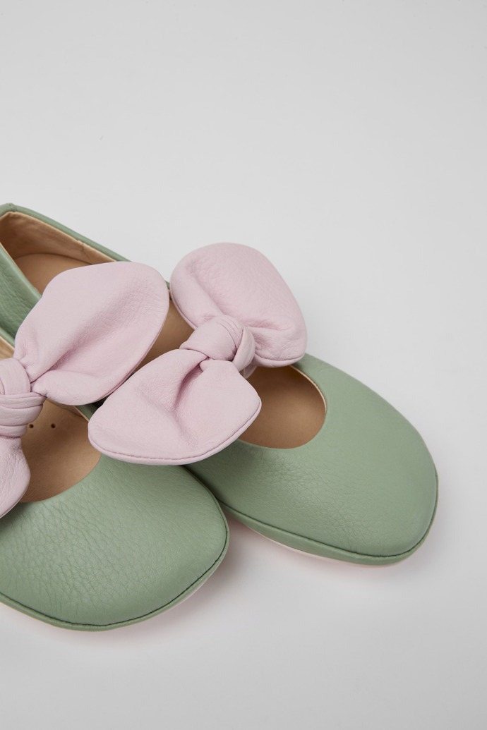 Close-up view of Right Green and pink ballerinas for girls