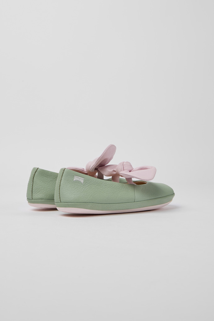 Back view of Right Green and pink ballerinas for girls