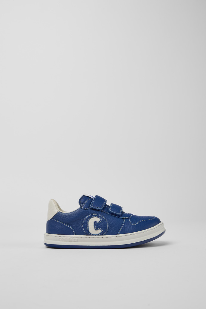 Runner Sneaker infantil de pell de color blau i blanc
