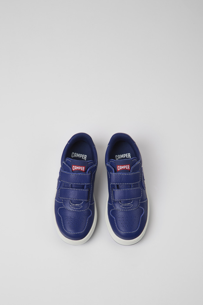 Overhead view of Runner Blue leather sneakers