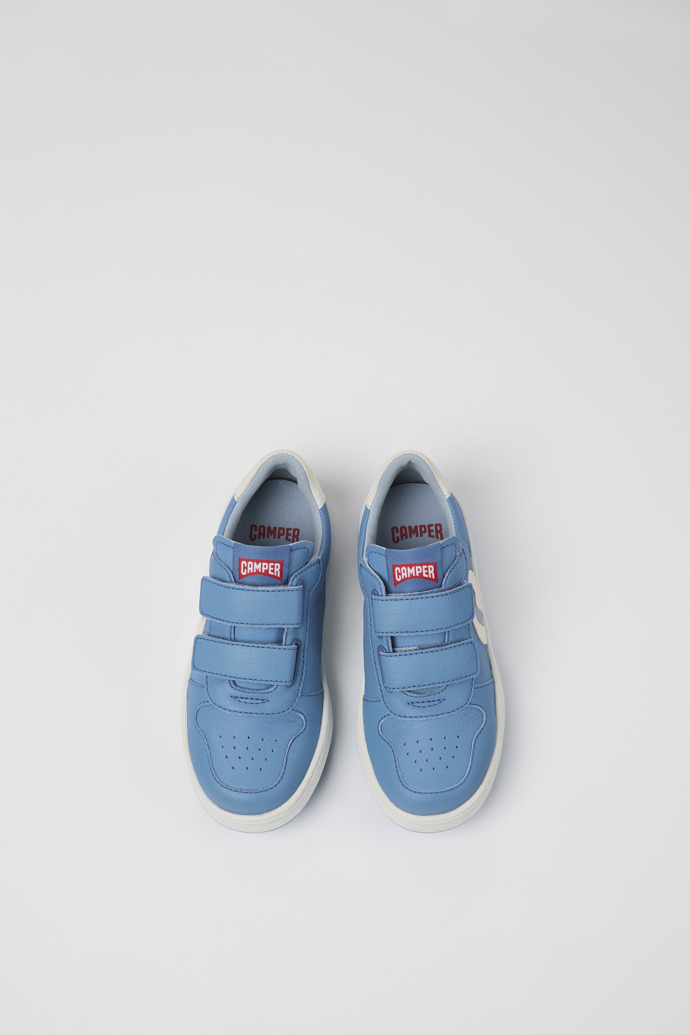 Overhead view of Runner Blue leather sneakers for kids