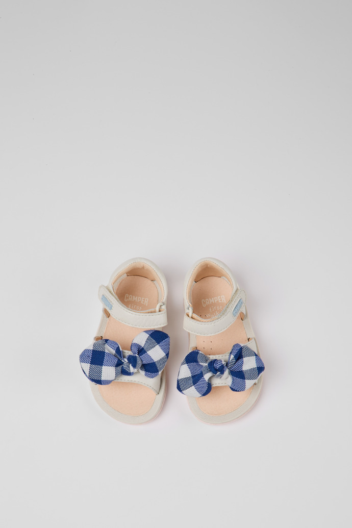 Overhead view of Bicho White leather sandals for kids