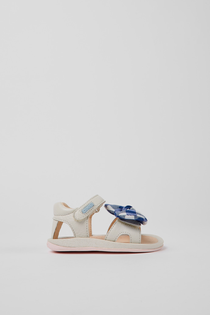 Side view of Bicho White leather sandals for kids