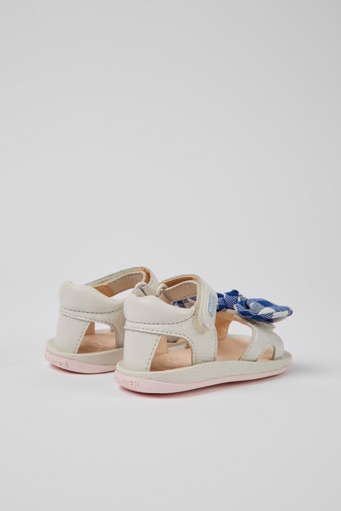 Back view of Bicho White leather sandals for kids