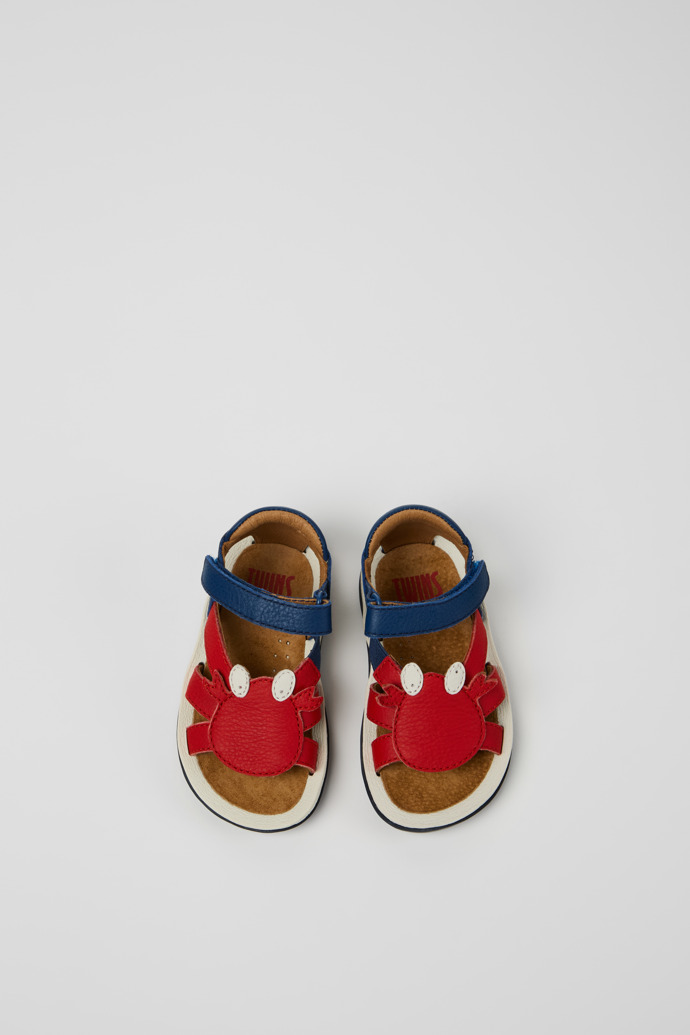 Overhead view of Twins Multicolor Leather Sandals for kids.