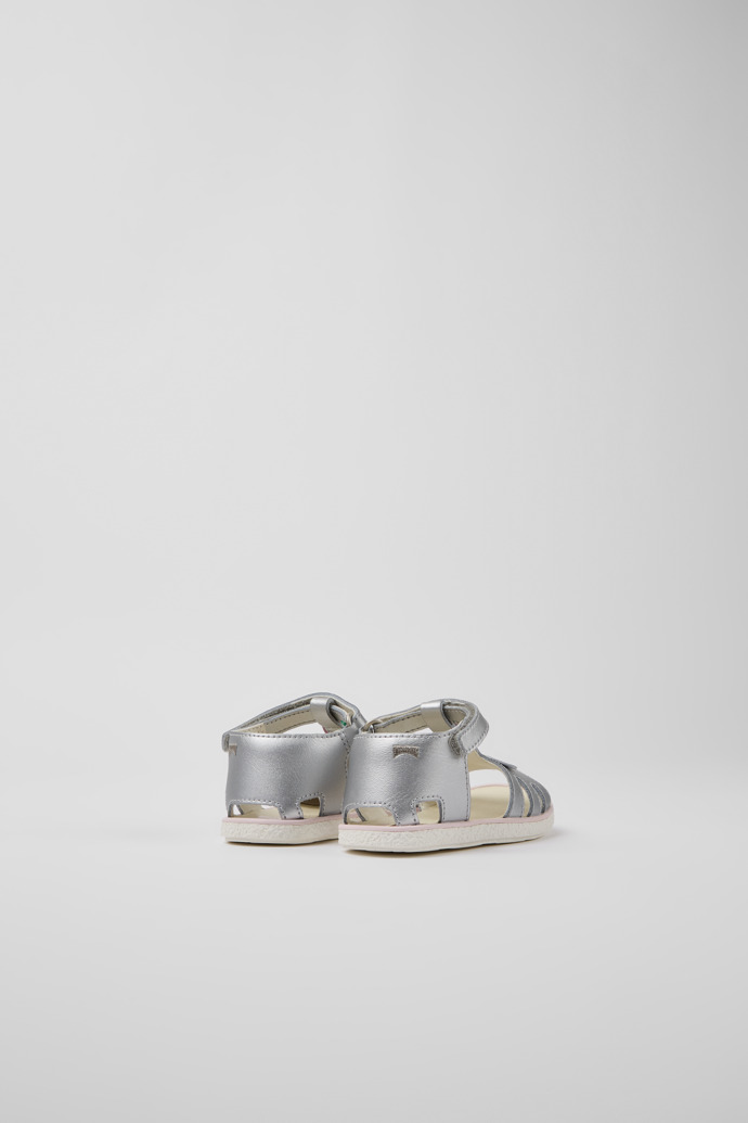 Back view of Miko Silver leather sandals for girls