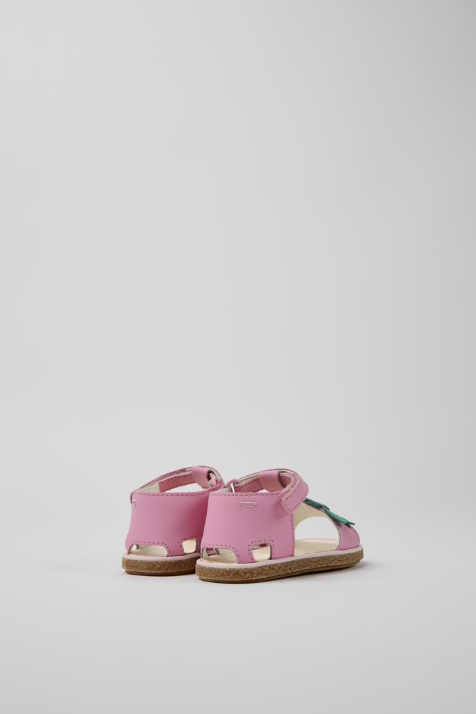 Back view of Twins Pink leather sandals for girls