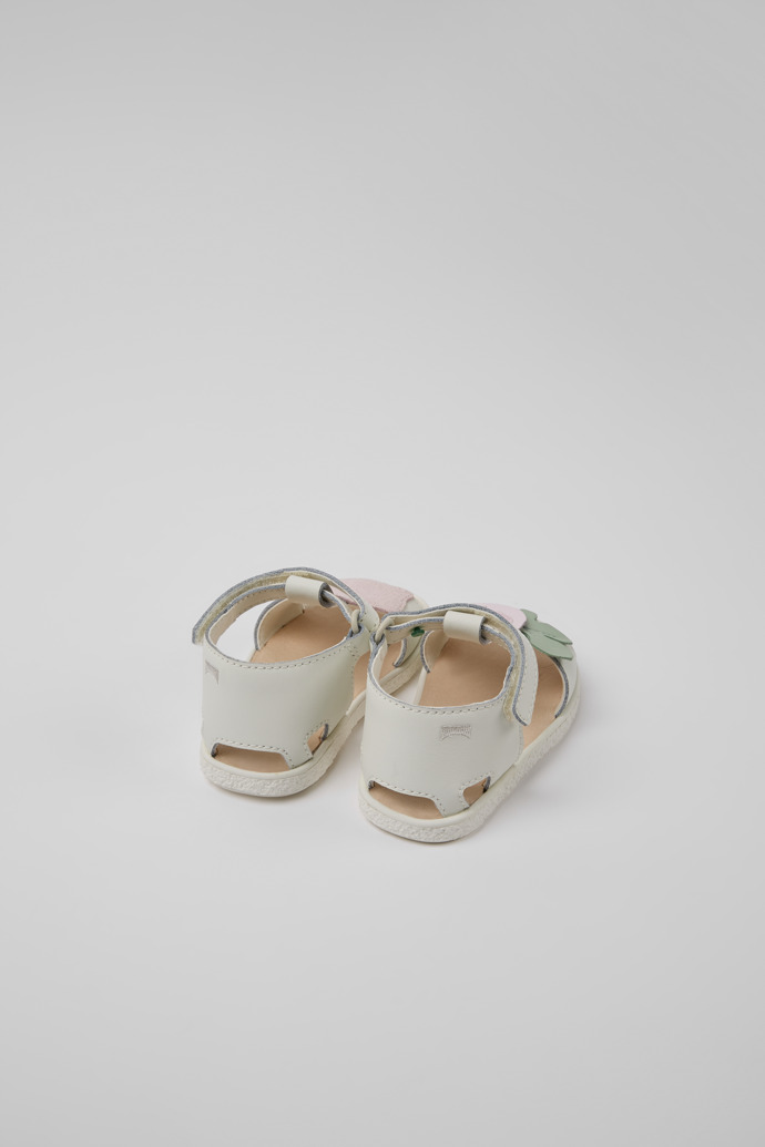 Back view of Twins White leather sandals for girls