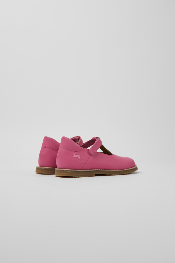 Back view of Savina Pink leather shoes for girls