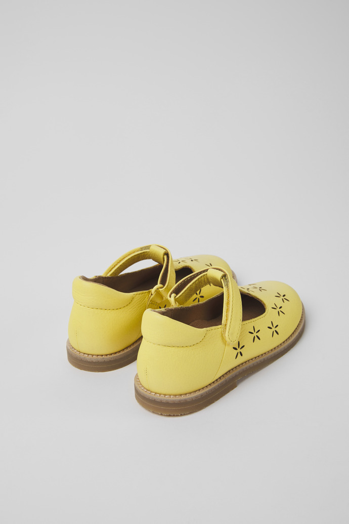 Back view of Savina Yellow leather shoes for kids