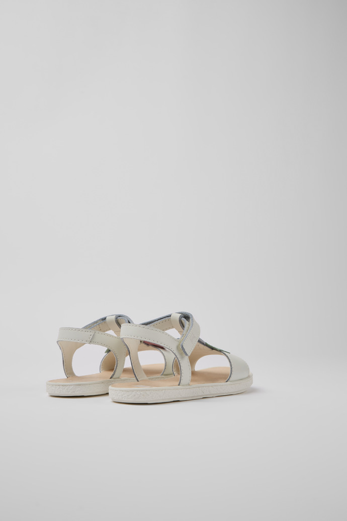 Back view of Twins White leather sandals for girls