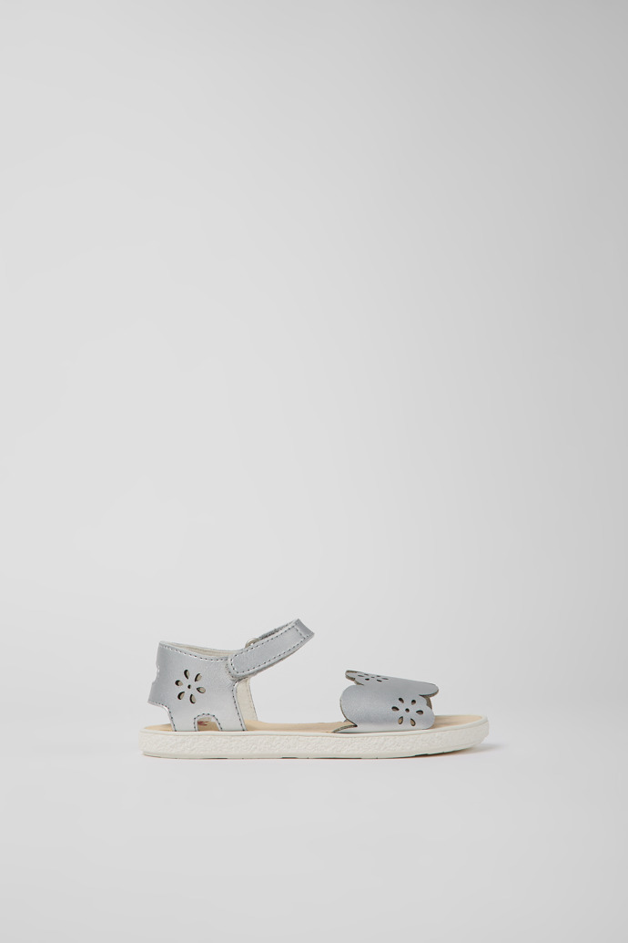 Side view of Miko Silver leather sandals for girls
