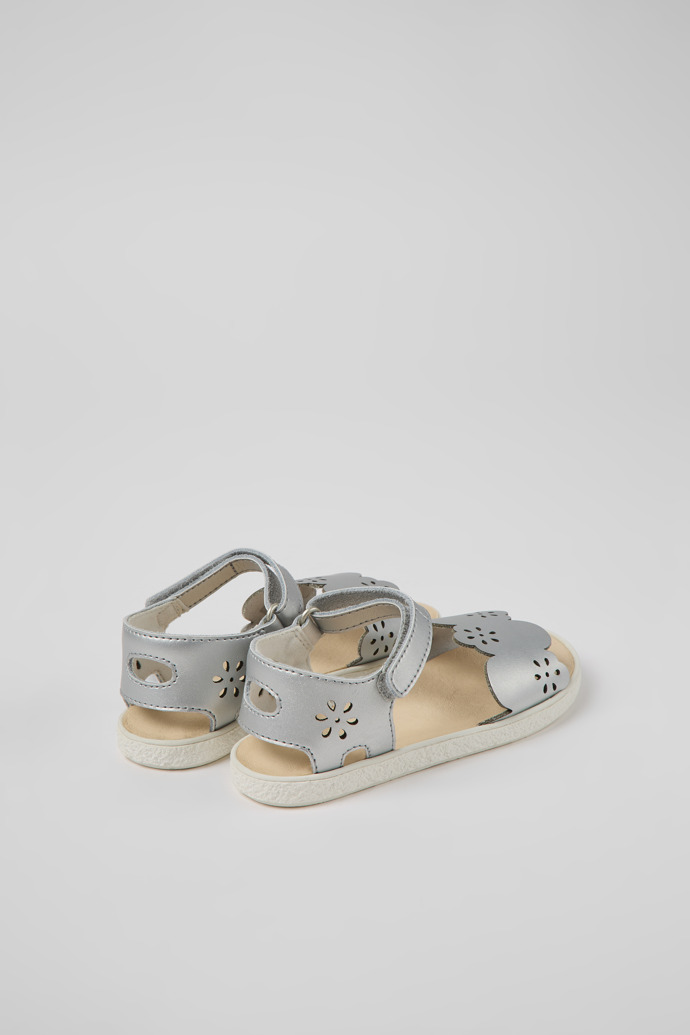 Back view of Miko Silver leather sandals for girls