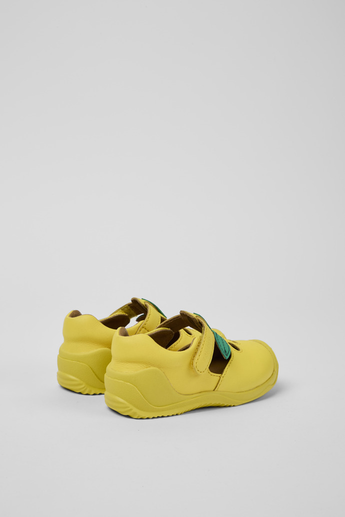 Back view of Twins Yellow and green leather shoes for kids