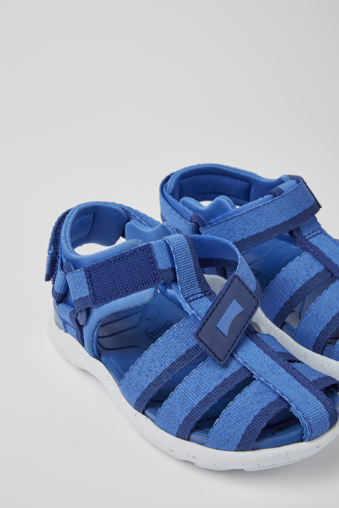 Close-up view of Wous Blue sandals for kids