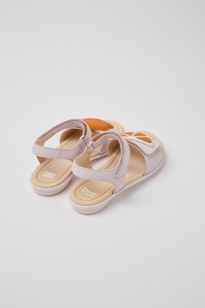 Back view of Twins Pink leather sandals for girls