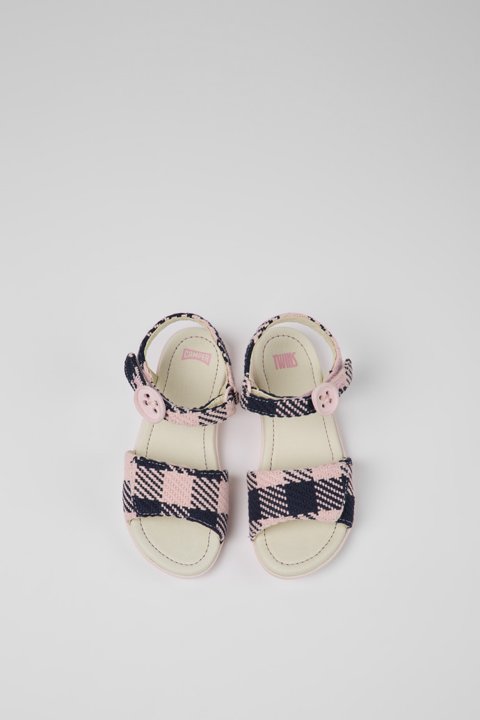 Image of Overhead view of Twins Pink and blue sandals for girls