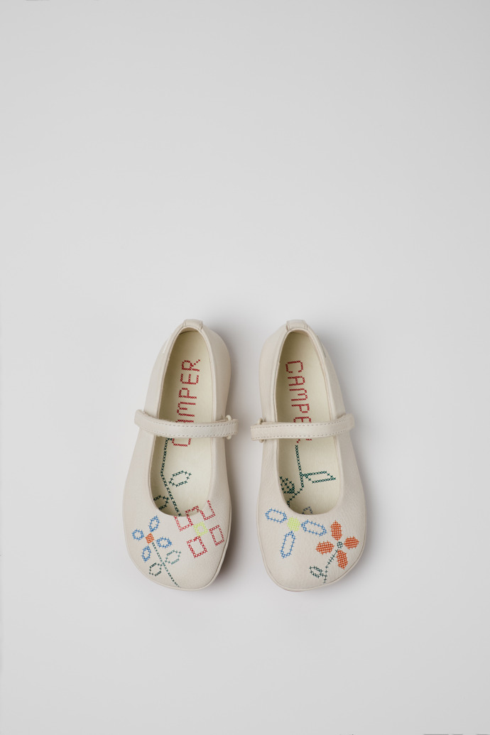 Twins Ballerines en cuir blanc pour enfant.