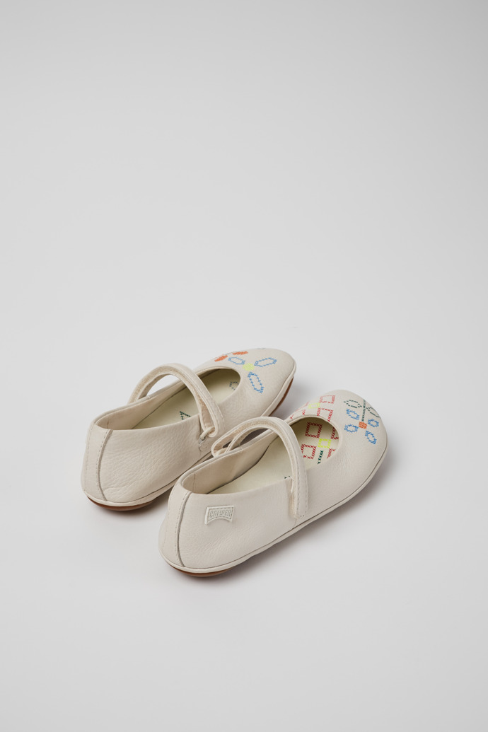 Back view of Twins White Leather Ballerina for Kids.