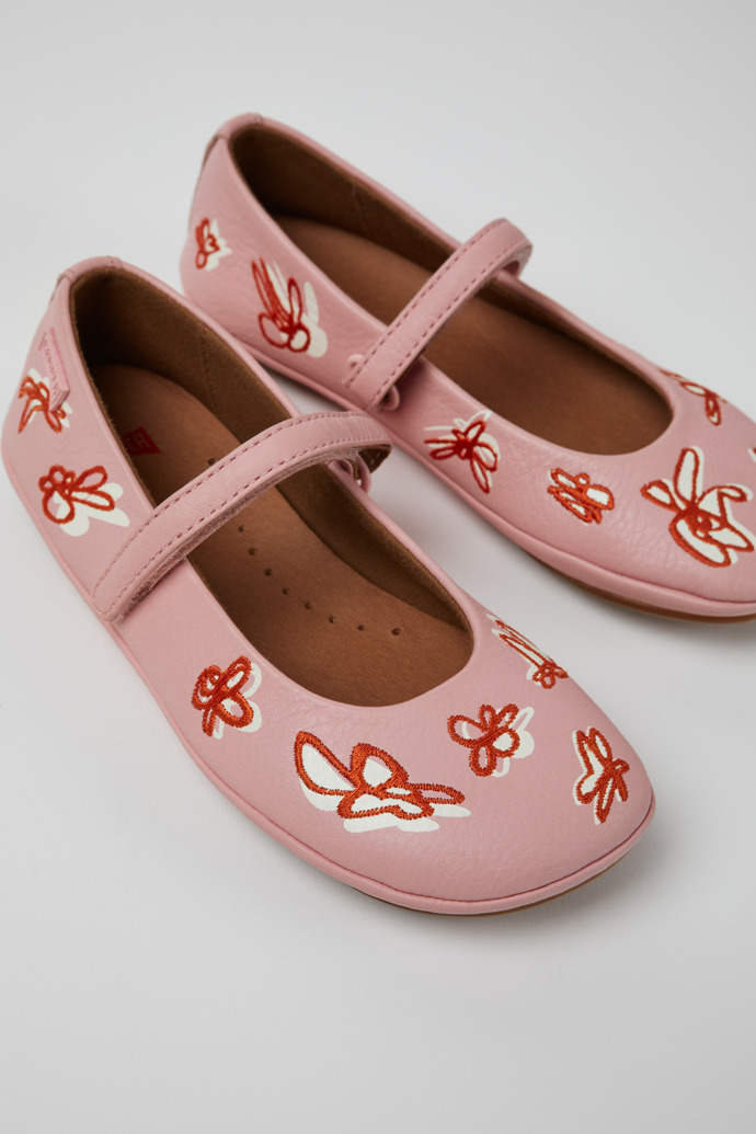 Close-up view of Twins Multicolor Leather Ballerina for Kids.