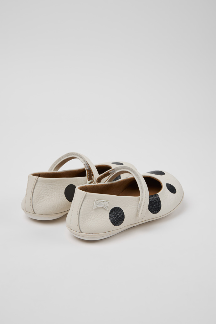Back view of Twins White and Black Leather Ballerinas for kids.