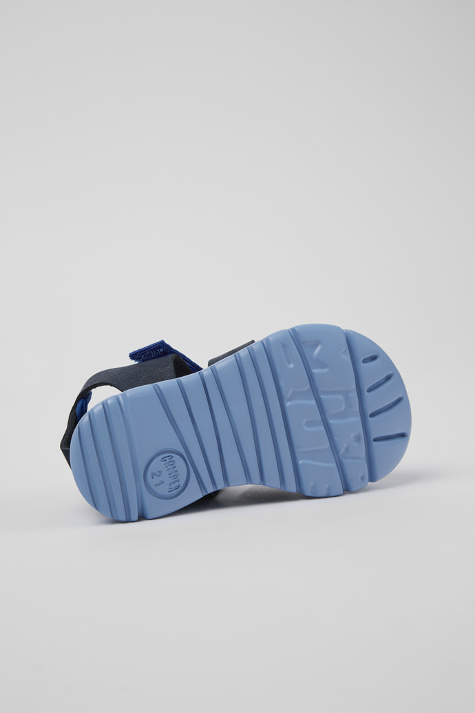 The soles of Oruga Blue Leather/Textile Sandal