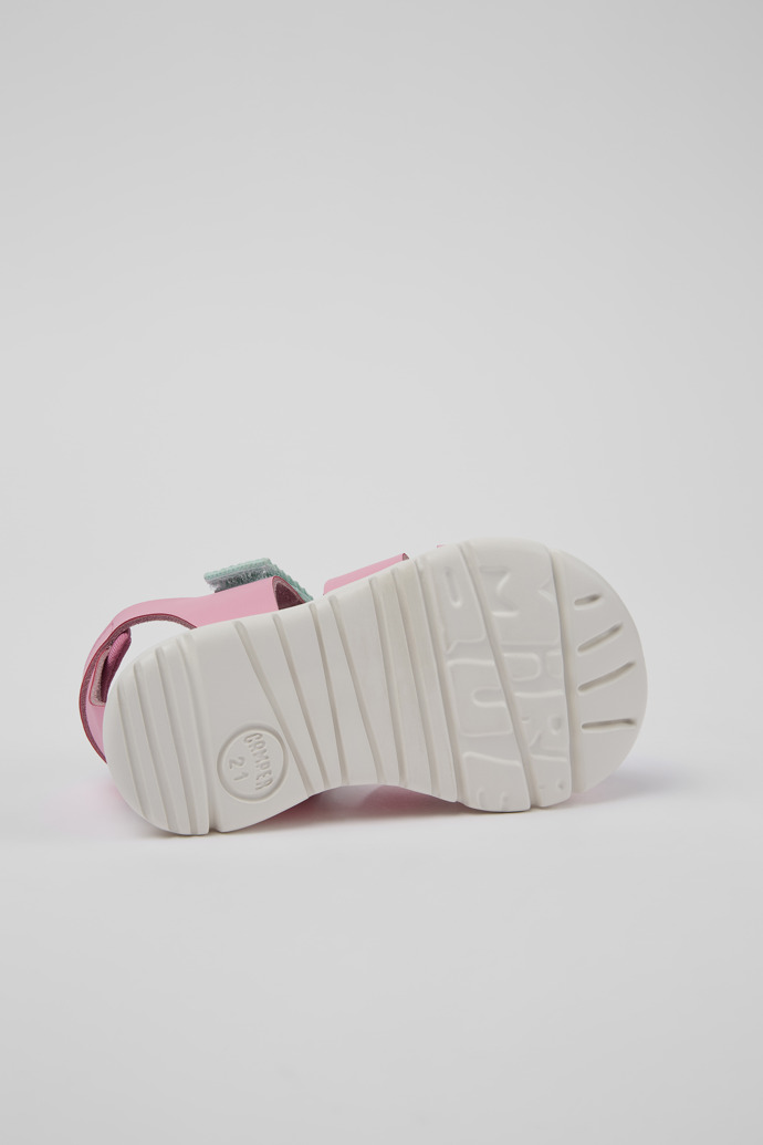 The soles of Oruga Pink Leather/Textile Sandal