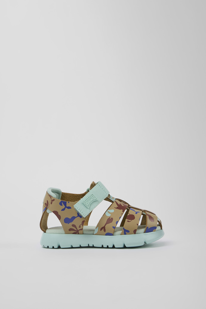 Image of Side view of Oruga Multicolored Leather/Textile Sandal