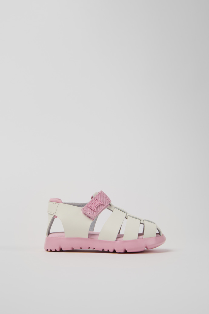 Side view of Oruga Multicolor Leather and Textile Sandals for Kids.