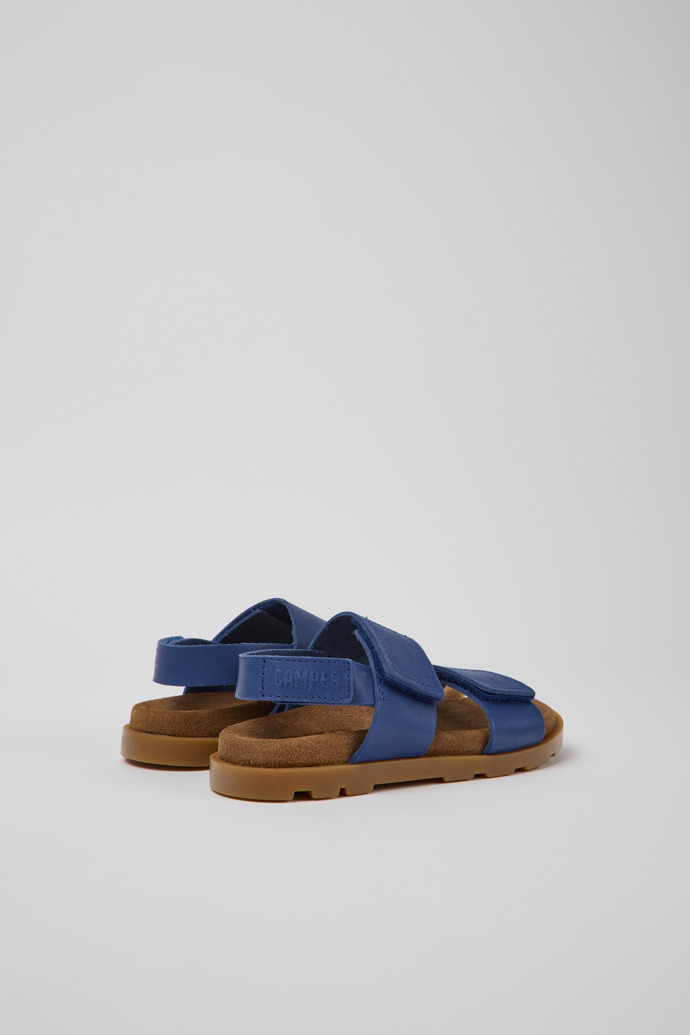 Back view of Brutus Sandal Blue leather sandals for kids