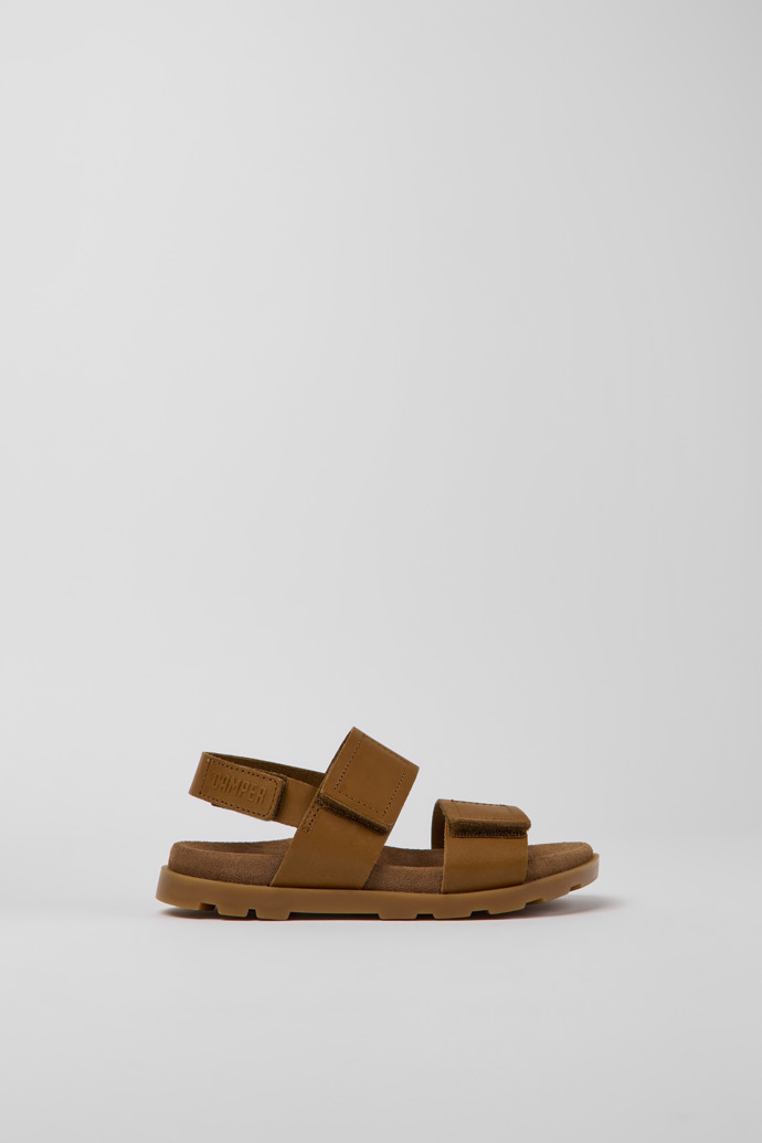 Side view of Brutus Sandal Brown leather sandals for kids