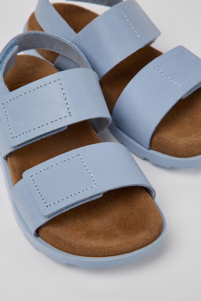 Close-up view of Brutus Sandal Light blue leather sandals for girls