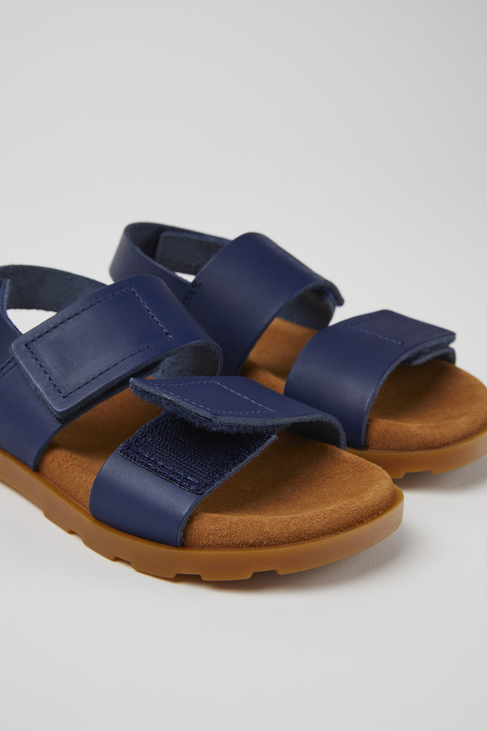 Close-up view of Brutus Sandal Navy blue leather sandals for kids