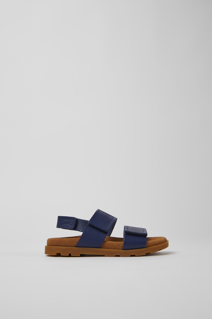 Side view of Brutus Sandal Navy blue leather sandals for kids