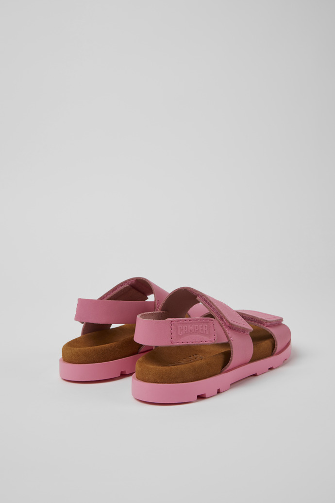 Back view of Brutus Sandal Pink leather sandals for kids