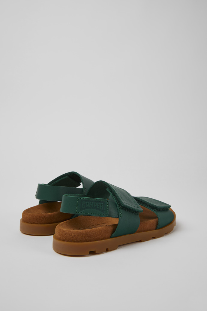 Back view of Brutus Sandal Green leather sandals for kids