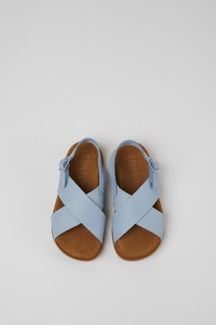 Overhead view of Brutus Sandal Blue leather sandals for kids