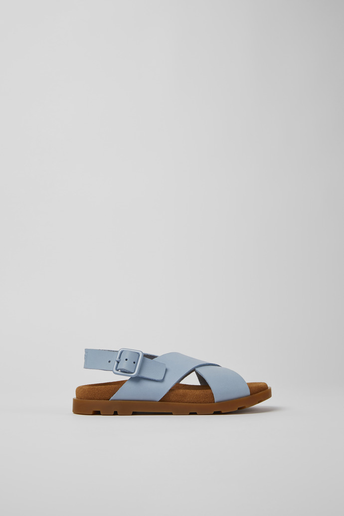 Side view of Brutus Sandal Blue leather sandals for kids