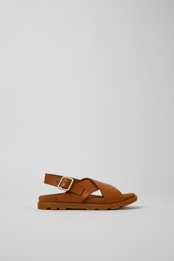 Side view of Brutus Sandal Brown leather sandals for kids